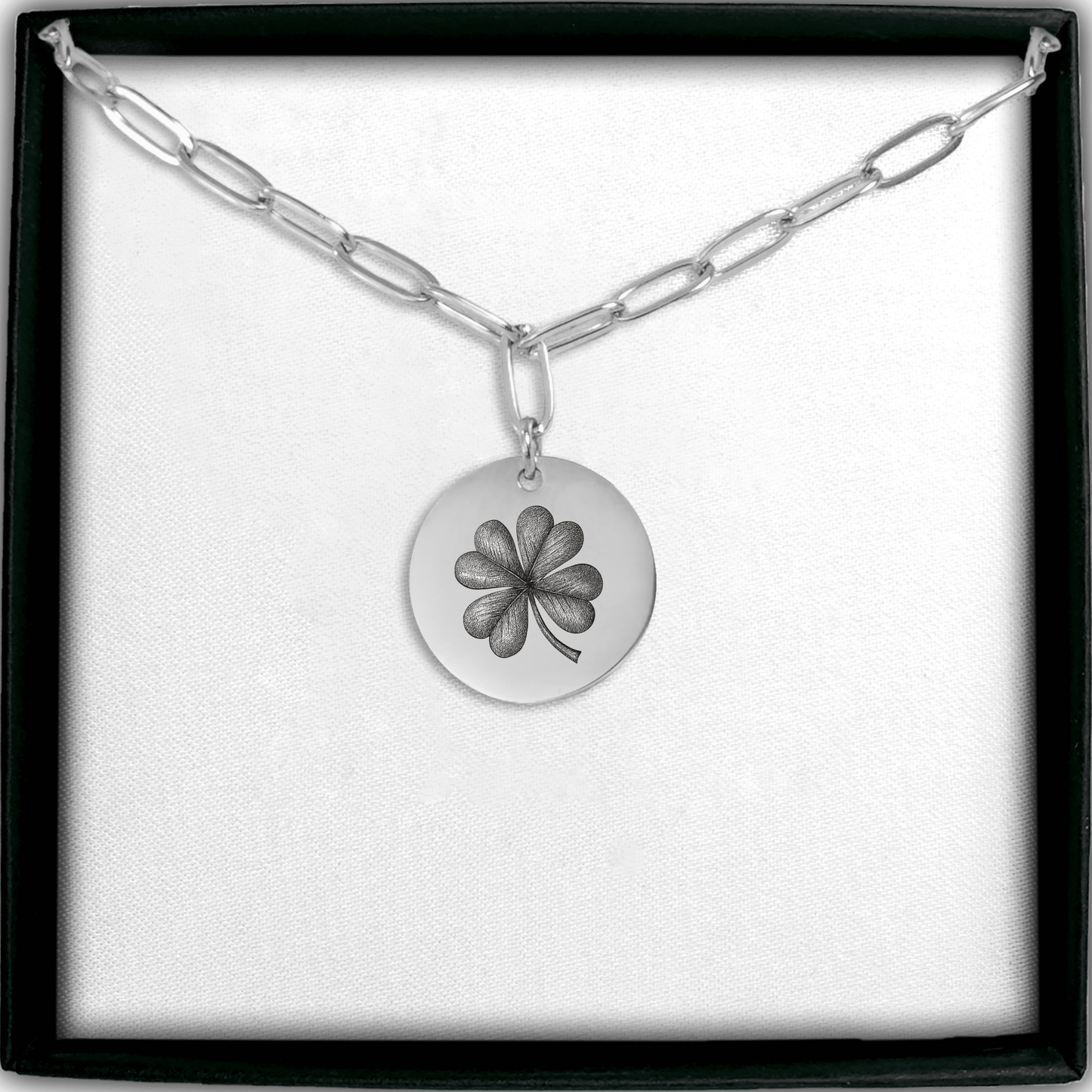 Lucky Clover- Paperclip Coin Necklace