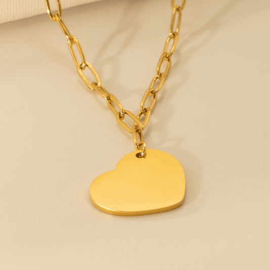 Blank Heart Pendant - Paperclip Necklace
