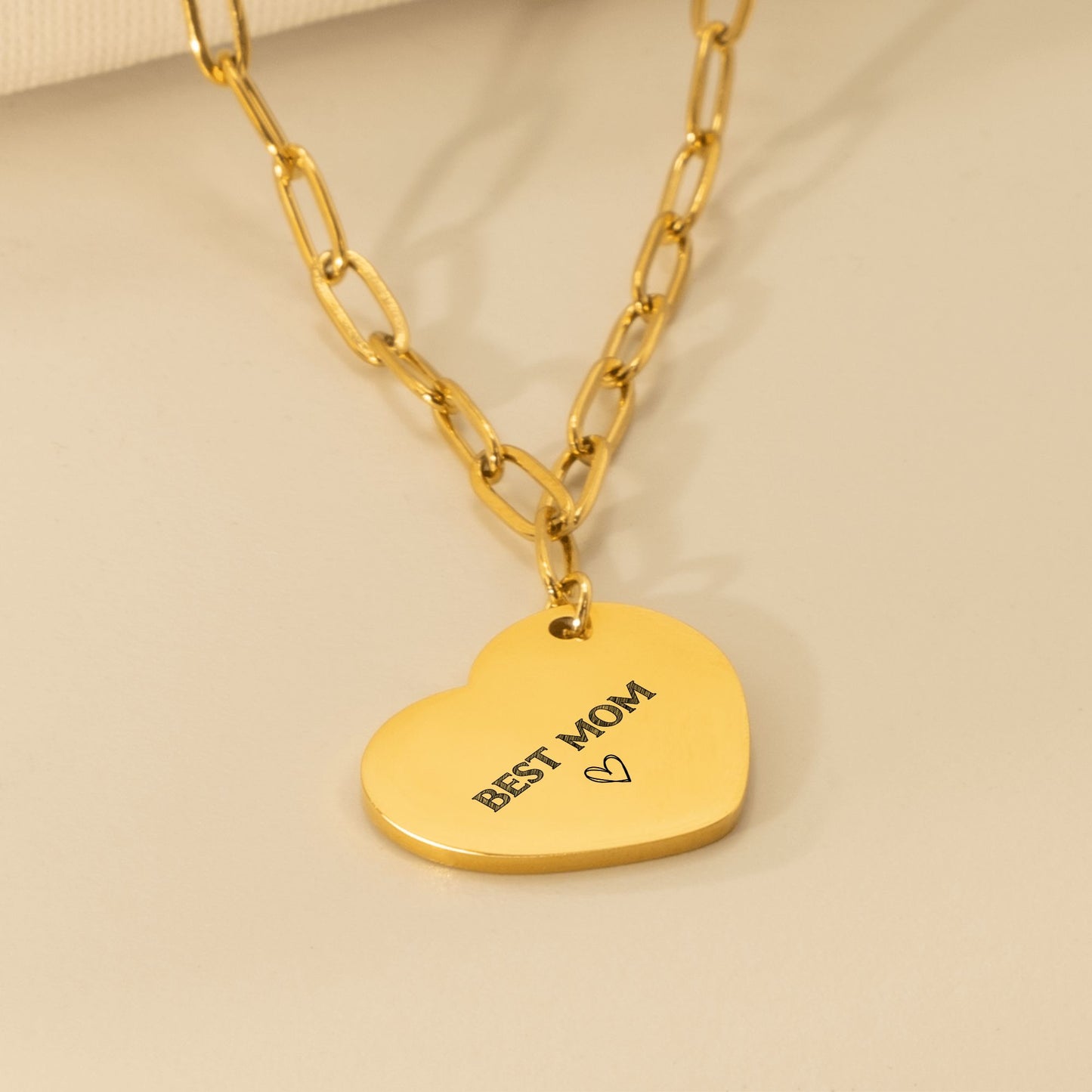 Best Mom- Paperclip Heart Necklace