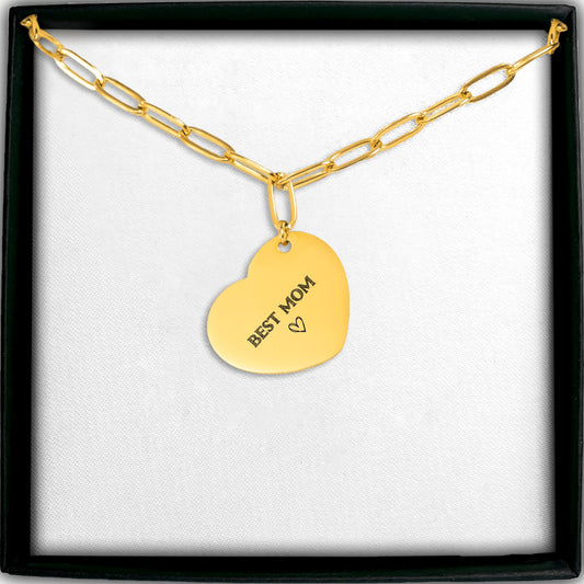 Best Mom- Paperclip Heart Necklace