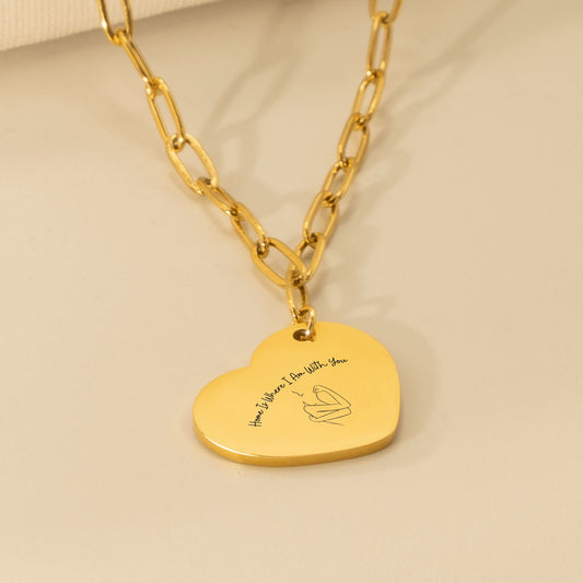 Home With You- Paperclip Heart Necklace