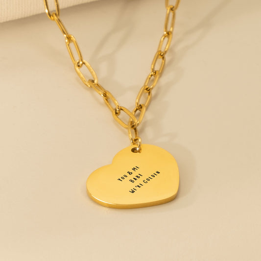 Golden- Paperclip Heart Necklace