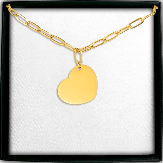 Blank Heart Pendant - Paperclip Necklace